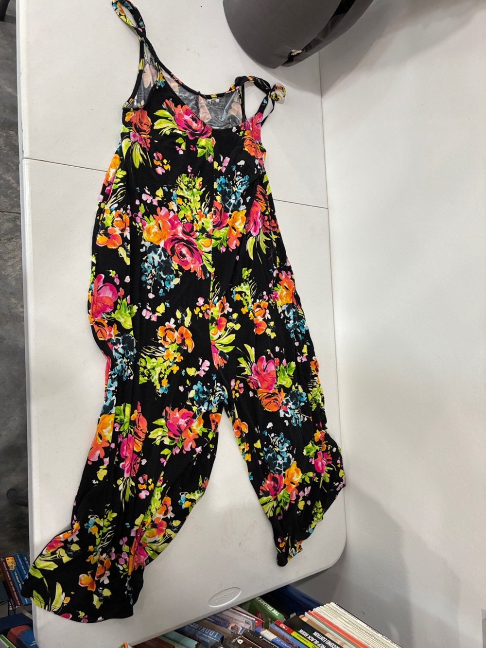 Torrid Super Soft Black Vibrant Floral Wide Leg Cami Jumpsuit- Size 1